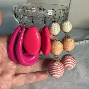 Three pair pink vibe casual earrings